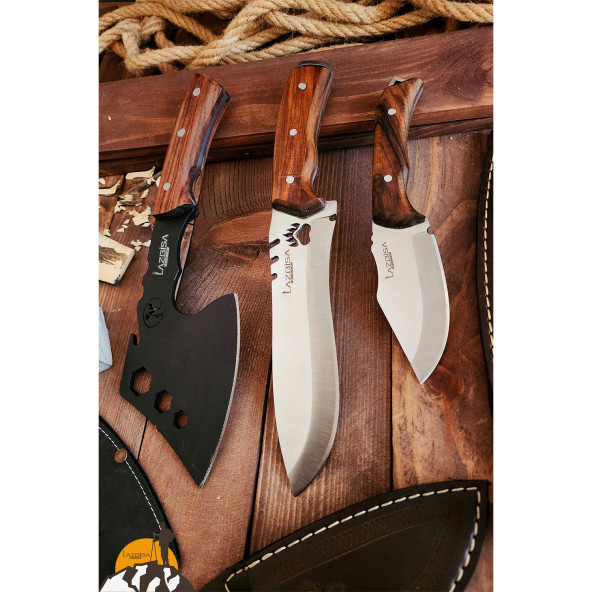 Outdoor Balta Bıçak 3lü Seti Kamp Baltası Bıçak Bıçağı Nacak Budama Baltası BLT6X - 2