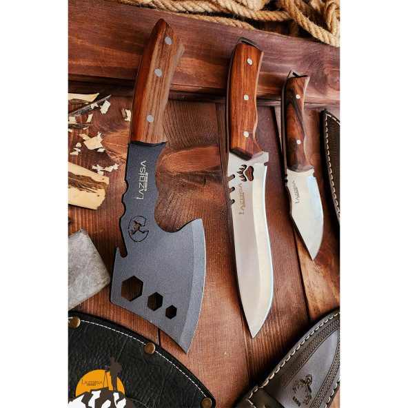 Outdoor Balta Bıçak 3lü Seti Kamp Baltası Bıçak Bıçağı Nacak Budama Baltası BLT6X - 3