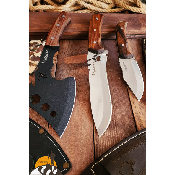 Outdoor Balta Bıçak 3lü Seti Kamp Baltası Bıçak Bıçağı Nacak Budama Baltası BLT6X - 4