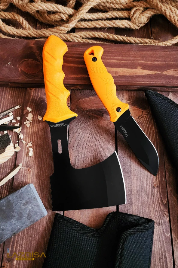 Outdoor Balta Bıçak 2li Set Kamp Baltası Bıçağı Nacak Budama Baltası LZOUTR2 - 2