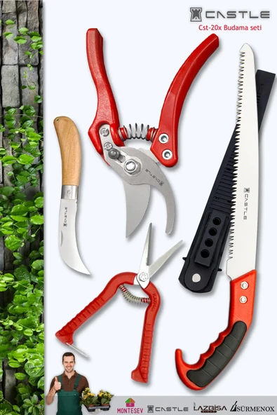 Cst-20x Budama Makası Budama Testeresi Gül Dal Budama Ve Aşı Çakısı 4 Lü Set