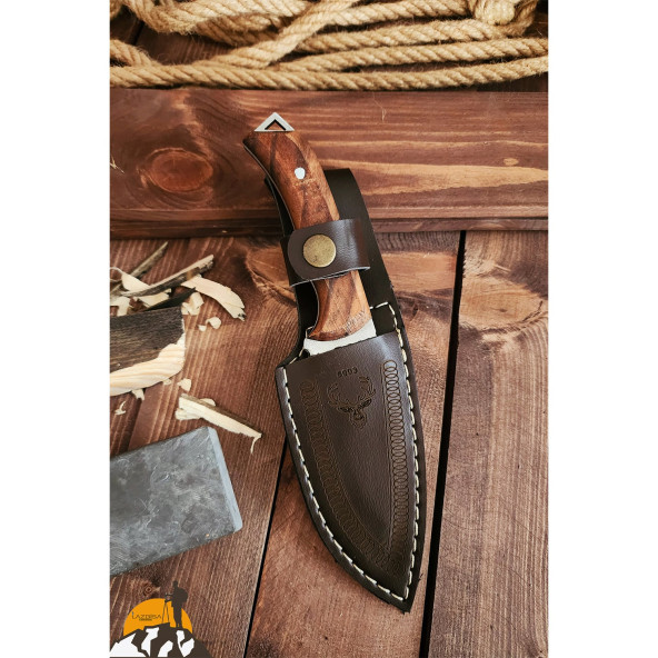 Outdoor Piknik Bıçak Çakı Kamp Bıçağı Çakısı Mutfak Bıçağı Kılıflı El Yapımı ( Ceviz Ağacı Sap ) - 6