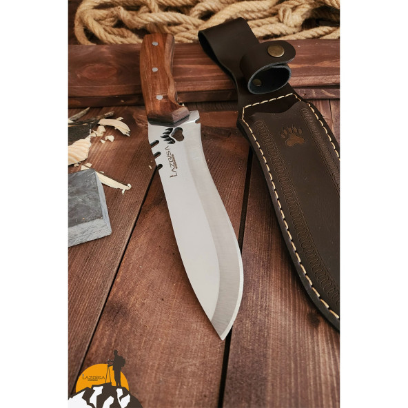 Outdoor Piknik Bıçak Çakı Kamp Bıçağı Çakısı Mutfak Bıçağı Kılıflı El Yapımı ( Ceviz Ağacı Sap ) - 4