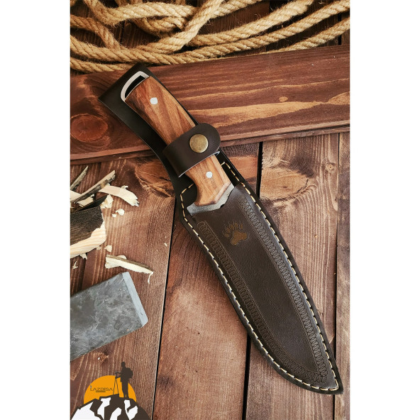 Outdoor Piknik Bıçak Çakı Kamp Bıçağı Çakısı Mutfak Bıçağı Kılıflı El Yapımı ( Ceviz Ağacı Sap ) - 6