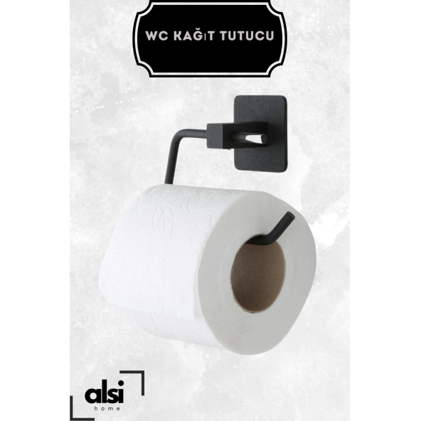 Alsi Home Yapışkanlı Tasarım Siyah Rulo Havluluk Peçetelik Wc Kağıt Askısı 2 Li Set - 3