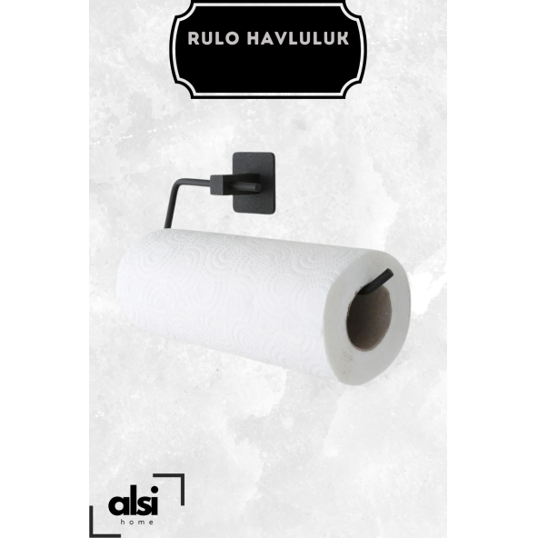 Alsi Home Yapışkanlı Tasarım Siyah Rulo Havluluk Peçetelik Wc Kağıt Askısı 2 Li Set - 5