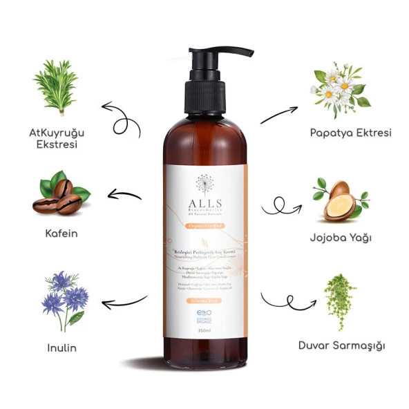 Alls Biocosmetics Organik Besleyici Prebiyotik Saç Kremi 350 ml - Resim 3