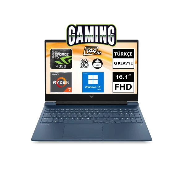 HP Victus 16-S0022NT 7Z588EA12 Ryzen7 7840HS 64GB 1TBSSD RTX4050 16.1" FullHD W11P Taşınabilir Bilgisayar