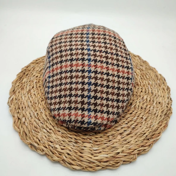 Nokta Desenli Kahve Renk Klasik Erkek Kasket - 9