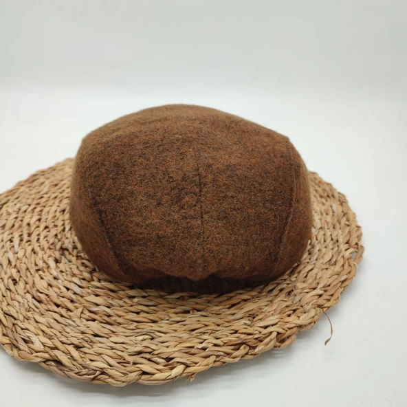 Klasik Erkek Kasket Koyu Taba Renk - Resim 12