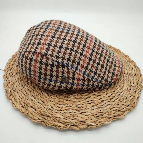 Nokta Desenli Kahve Renk Klasik Erkek Kasket - 10