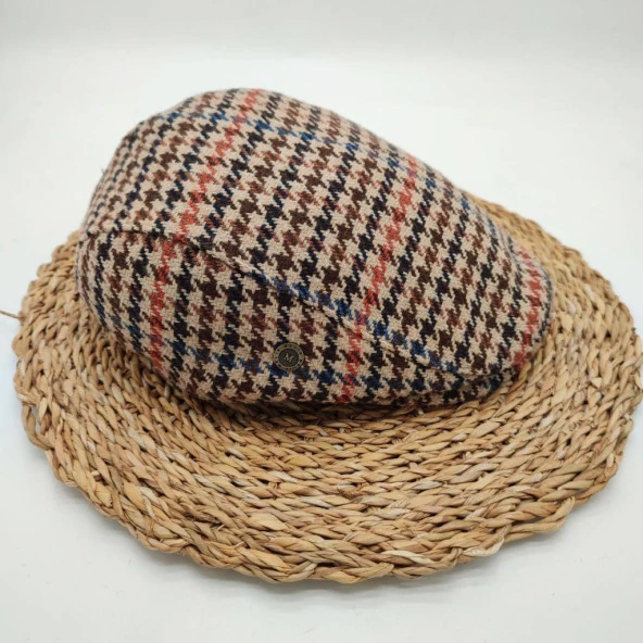 Nokta Desenli Kahve Renk Klasik Erkek Kasket - 2