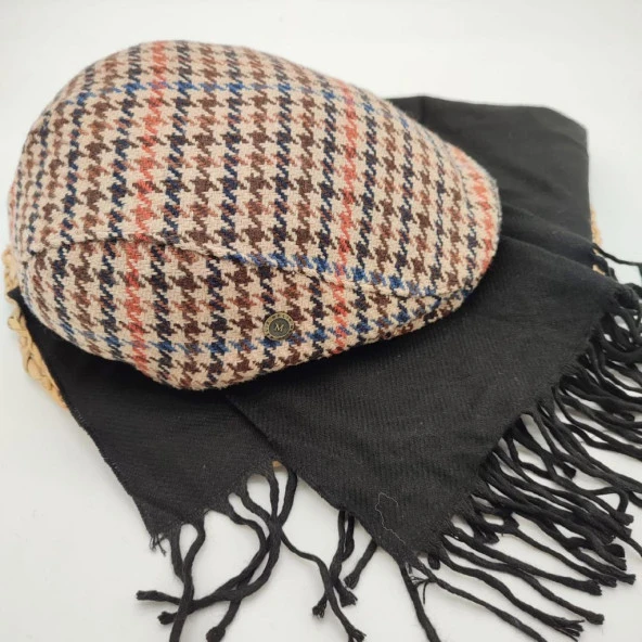 Kahve Renk Nokta Desenli Kasket ve Atkı İkili Takım - 4