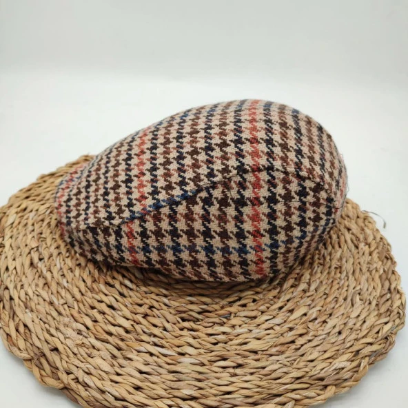 Nokta Desenli Kahve Renk Klasik Erkek Kasket - 7