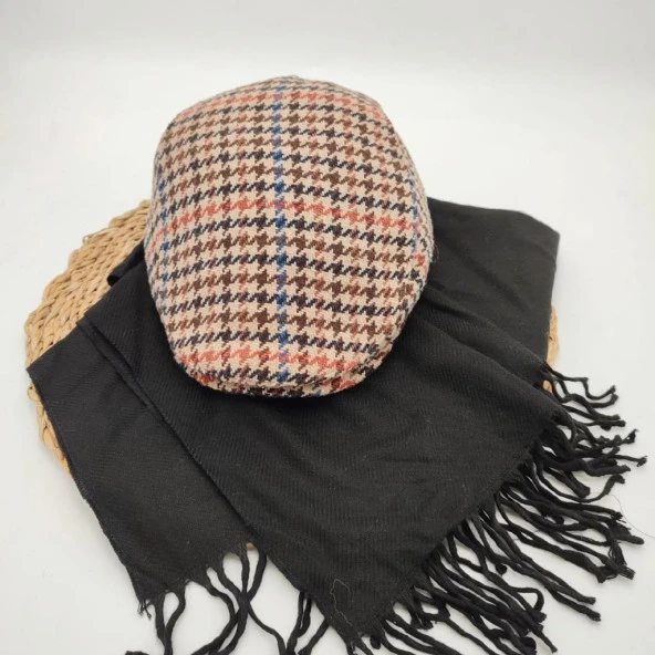 Kahve Renk Nokta Desenli Kasket ve Atkı İkili Takım - 6