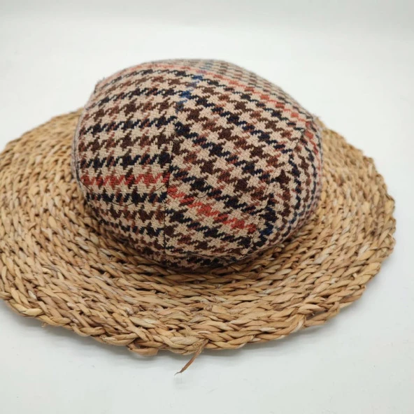 Nokta Desenli Kahve Renk Klasik Erkek Kasket - 8