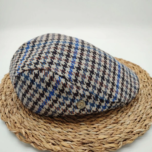 Nokta Desenli Gri Renk Klasik Erkek Kasket - 10