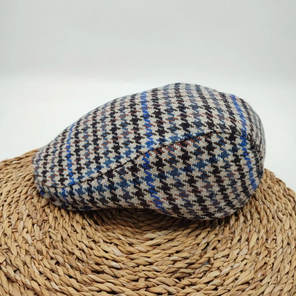 Nokta Desenli Gri Renk Klasik Erkek Kasket - 11