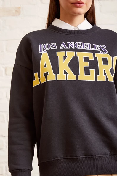 Lakers Baskılı Sweatshirt Antirasit - 5