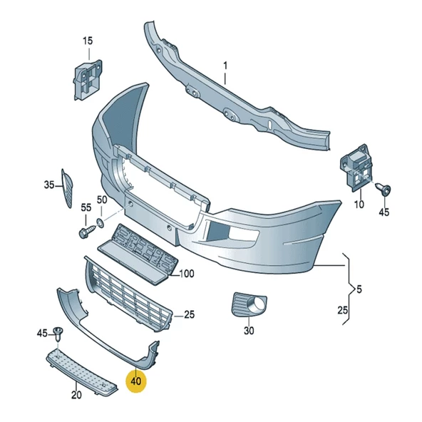 VW Crafter 2006-2016 Ön Tampon Izgarası Basamak Alt Çıtası 2E0807819 - 5