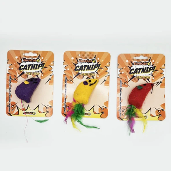 EuroCat Kedi Oyuncağı Tüylü Kuyruk Renkli Fare ürün görseli