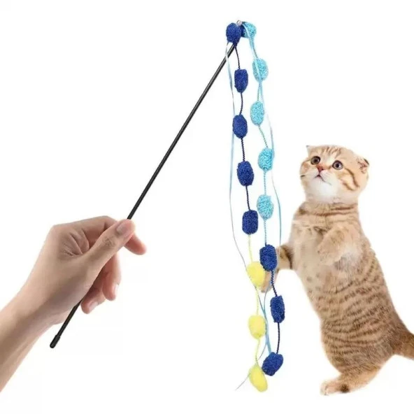 3B Trend Eğlenceli Evcil Hayvan Oyuncağı Olta Kedi Oyuncağı 50 Cm Sopa Kaliteli Çıngıraklı