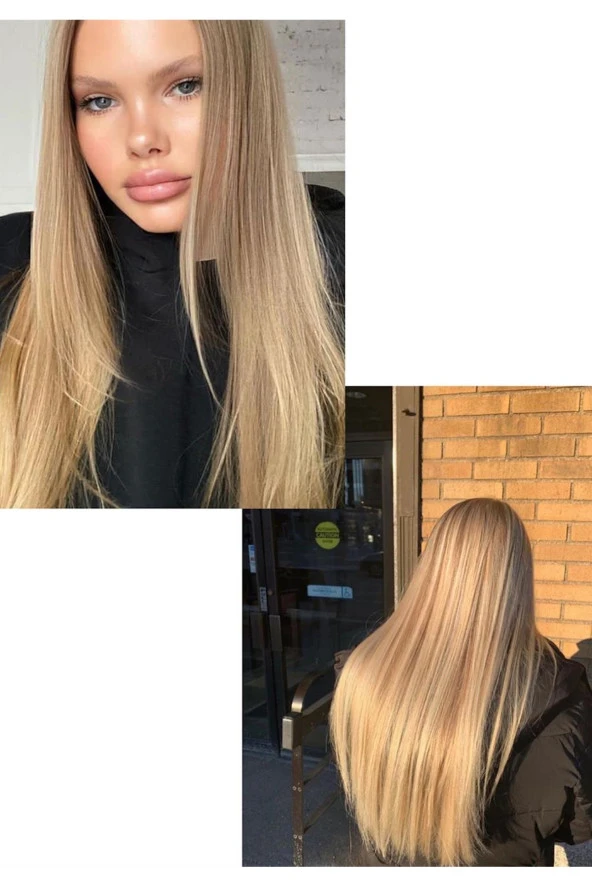 Caş Dekorasyon Yıkanabilir Yarımay Çıtçıt Saç HT16 Bal Köpüğü-Düz-60cm-110 Gr+2 Ad.Yan Çıtçıt - 3