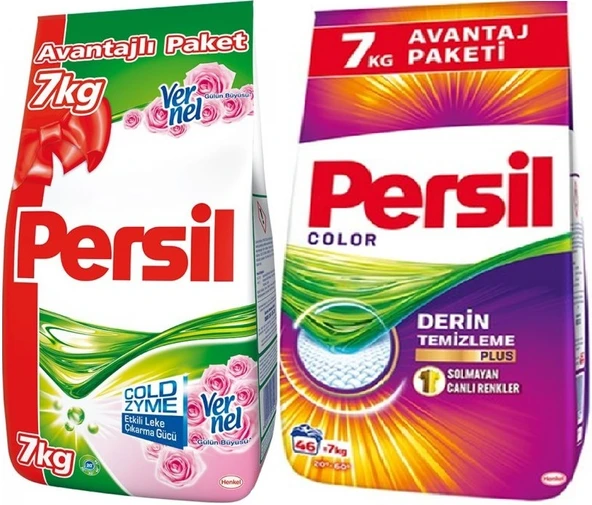 Persil Matik Toz Çamaşır Deterjanı 7+7:14KG Gülün Büyüsü Renkli Beyaz+Color/Renkli (92 Yıkama)