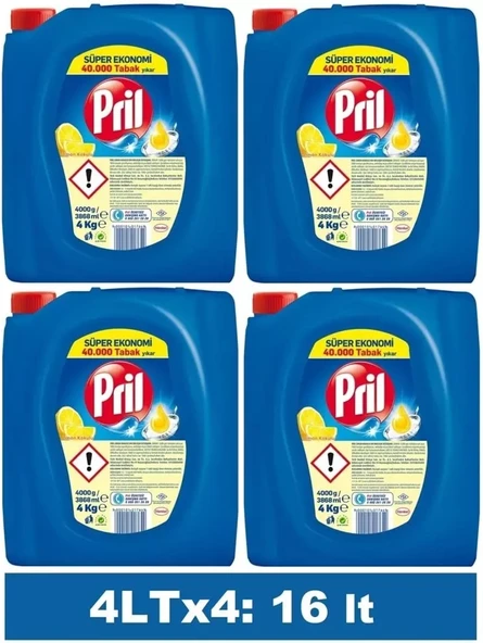 Pril Sıvı Bulaşık Deterjanı 16LT Limon (1 Koli) - 4