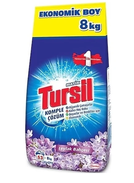 Tursil Matik Toz Çamaşır Deterjanı 32KG Leylak Bahçesi (212 Yıkama) Renkli/Beyazlar (4PK*8KG) - Resim 2