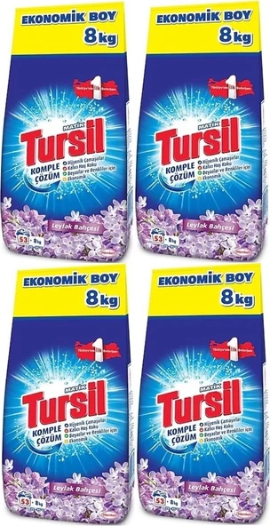 Tursil Matik Toz Çamaşır Deterjanı 32KG Leylak Bahçesi (212 Yıkama) Renkli/Beyazlar (4PK*8KG) ürün görseli
