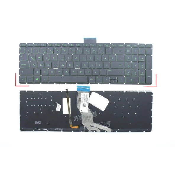Hp 15s-FQ2047NT 2N2W7EA uyumlu Notebook Klavyesi (Siyah TR) Yeşil Harfler - ışıklı - 2