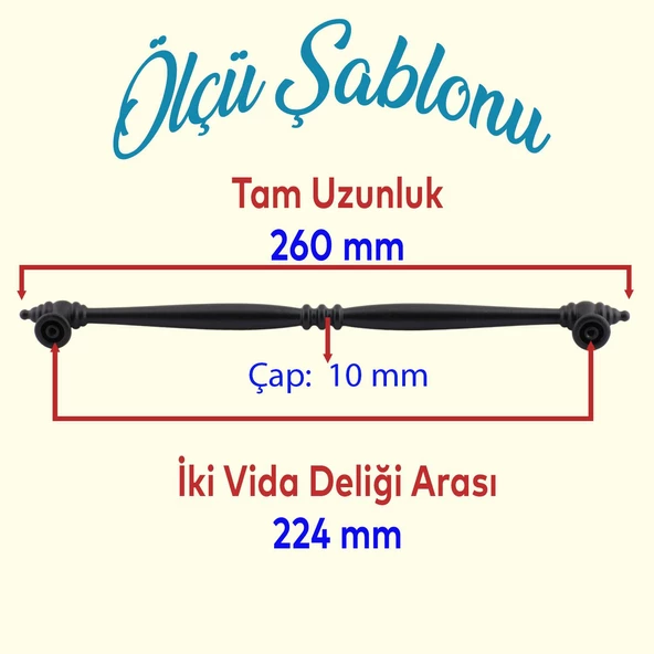 Petek Lüx Mutfak Mobilya Çekmece Dolabı Dolap Kulpu Kulbu Düz Metal Kulp Kulpu 224 Mm Siyah Kulpları - 2
