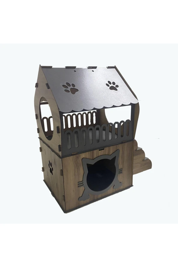 Dekoratif Teraslı Kedi Evi - 2