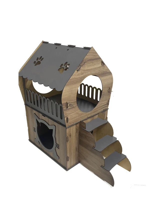 Dekoratif Teraslı Kedi Evi - 4