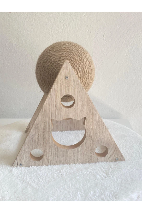 Ahşap İpli Kedi Oyuncagi Topu Kedi Tırmalaması - Resim 2