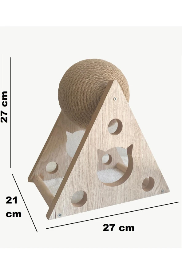Ahşap İpli Kedi Oyuncagi Topu Kedi Tırmalaması - Resim 4
