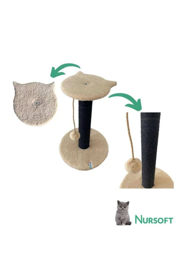 Stepli Kedi Tırmalama Tahtası Siyah&Bej - Resim 2