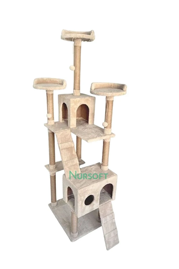 Cat City Yeni Rezidans Kedi Oyun Evi ve Tırmalama Bej - 2