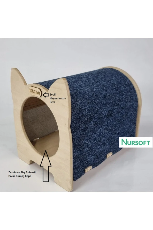 Cat Face Ahşap Kedi Yuvası Nr-0082