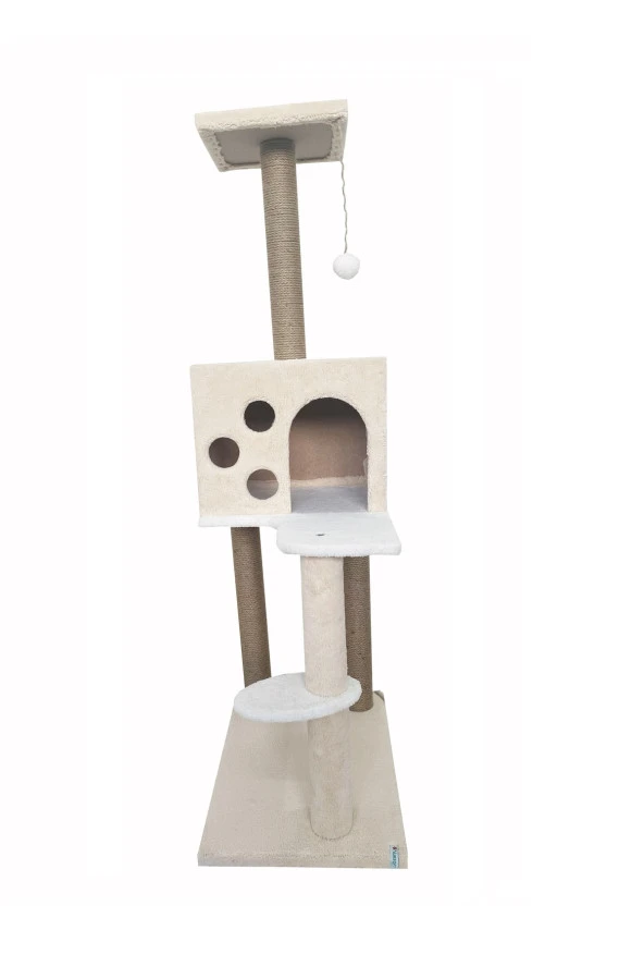 Kedi Tırmalama Ve Kedi Oyun Evi Krem - 2