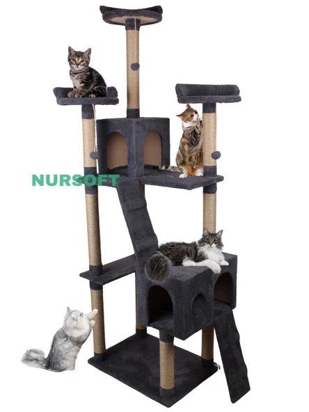 Cat City Yeni Rezidans 3 Stepli Tırmalama ve Eğlenceli Kedi Oyun Evi - 1