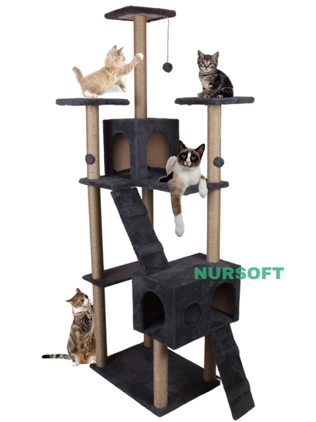 Cat City Rezidans Kedi Tırmalama ve Oyun Evi Çok Fonksiyonlu - 1