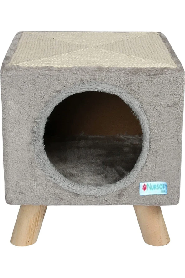 Ahşap Ayaklı Yuvalı Kedi Tırmalaması