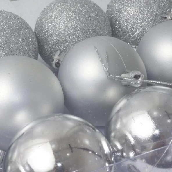 T.Concept Yılbaşı Süsü Çam Ağacı Topu 24’lü Noel Küresi 6 cm Gümüş - 4