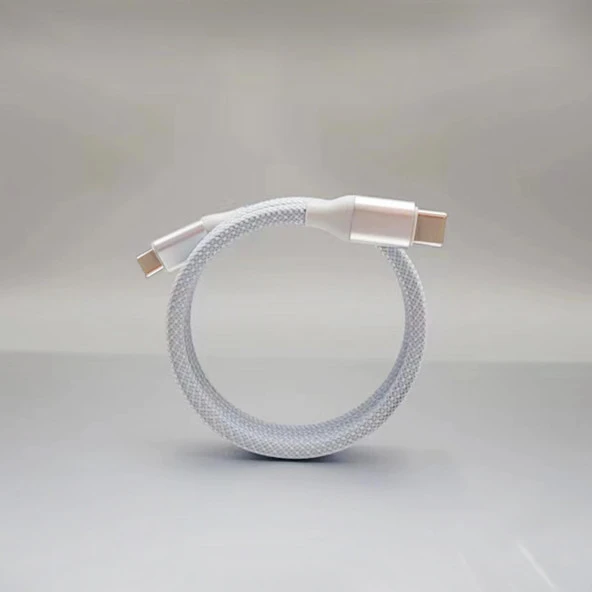 Mioji Mio SC1000 USB-C To USB-C 60W Mıknatıslı Spiral Şarj ve Data Kablosu 1m - Beyaz - 3