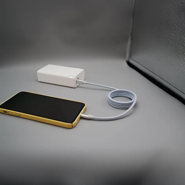 Mioji Mio SC1000 USB-C To USB-C 60W Mıknatıslı Spiral Şarj ve Data Kablosu 1m - Beyaz - 6