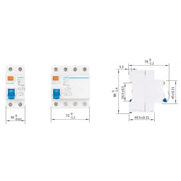 Chint NL1 Serisi AC Tipi 4X80A Kaçak Akım Rölesi 6kA 300mA 200760 - 2