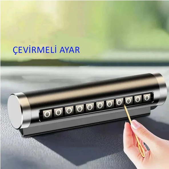 Universal Araç İçi Alüminyum Değiştirilebilen Geçici Park Telefon Numaratörü Gümüş - 6