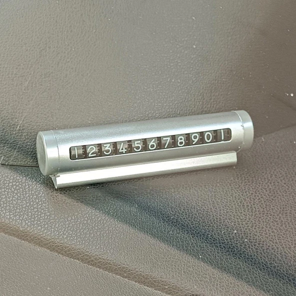 Universal Araç İçi Alüminyum Değiştirilebilen Geçici Park Telefon Numaratörü Gümüş - 3